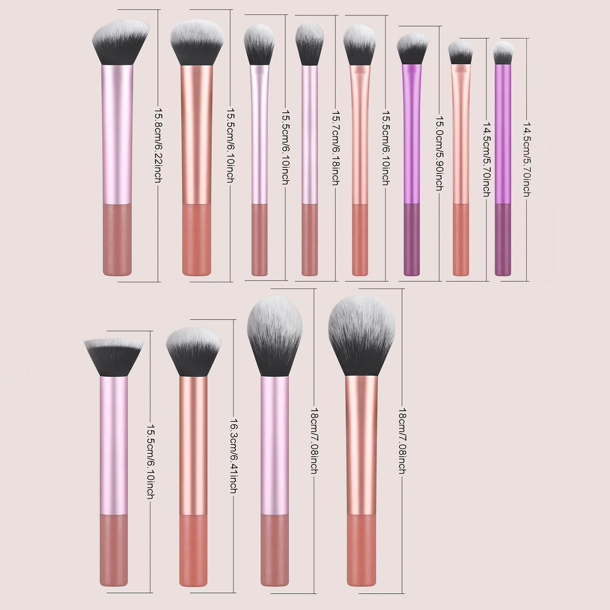 12pcs Professional Makeup Brush Set – Multifunctional Cosmetic Brushes