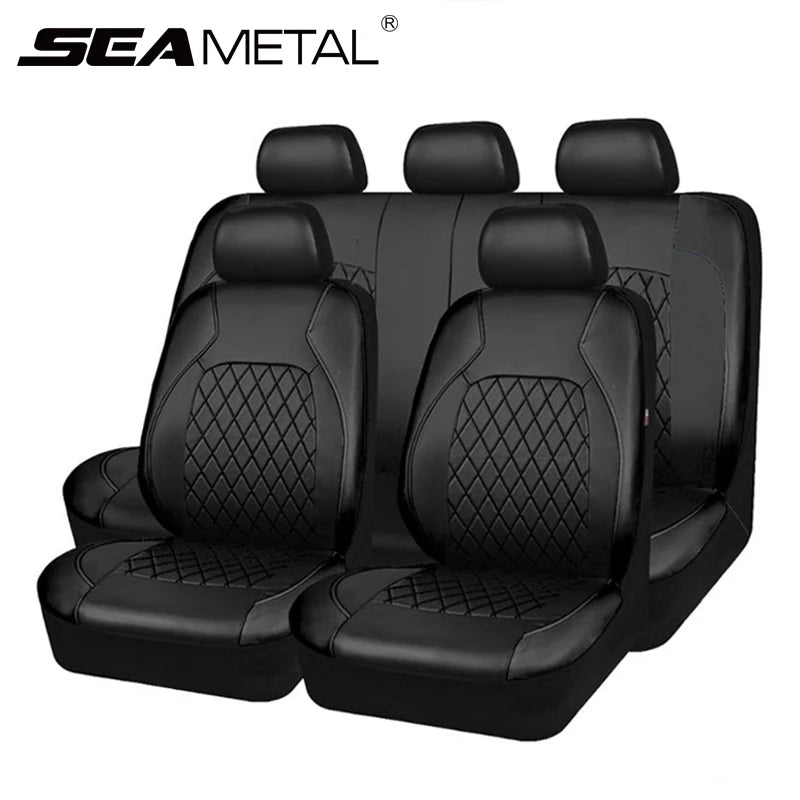 SEAMETAL Full-Surrouded Car Seat Cover Breathable Leatherette Seat Cushion Anti Scratch Seat Protector Cover for Sedan Suv Truck