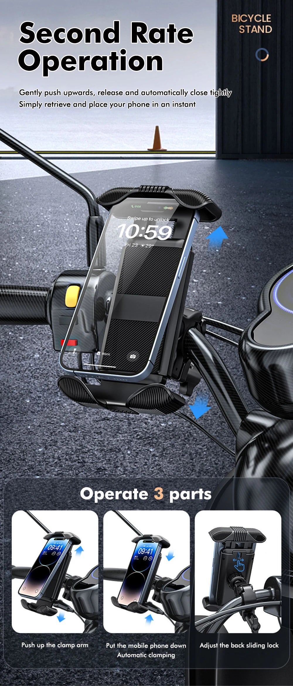 Bike Phone Holder Motorcycle Rearview Mirror Phone Mount Stand Bike Scooter Handlebar Cradle Clip Outdoor Navigation Universal