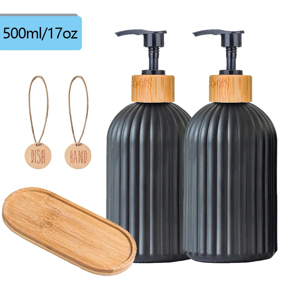 Black Dish Soap Dispenser Set – Countertop Kitchen Organiser