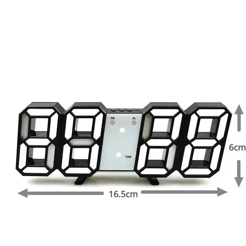 LED Digital Wall Clock with Alarm, Modern Home Decor for Bedroom and Living Room