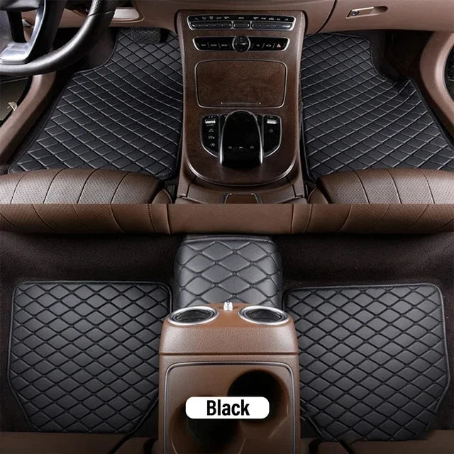 Universal PU Leather Car Floor Mats 5pcs – Waterproof Set