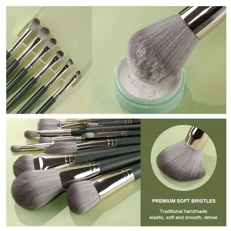 Luxury 14-Piece Makeup Brush Set Professional Full Face & Eye Detail Brushes Super Soft for Foundation Blush Application
