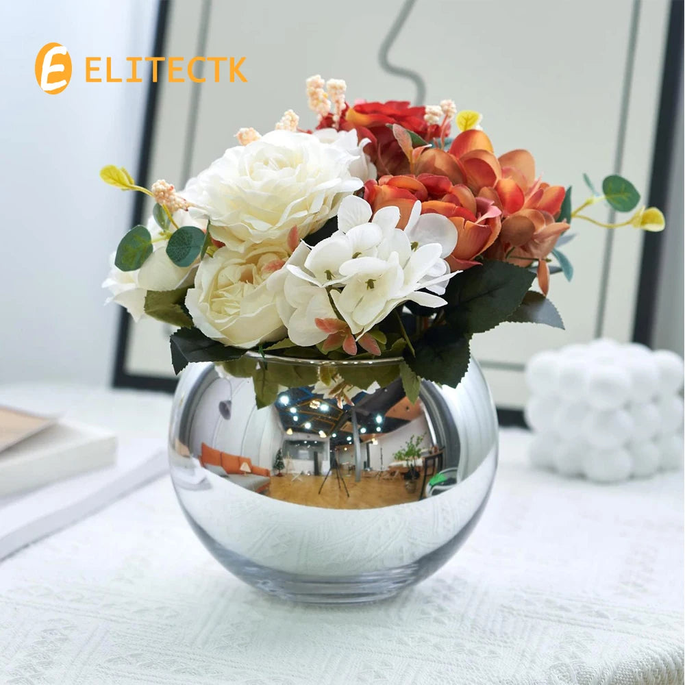 Desk Decor, Glass Candy Dish Desk Organizer to See Behind You, Home Office Aesthetic Table Vases Flower Pot, Cubicle Convex