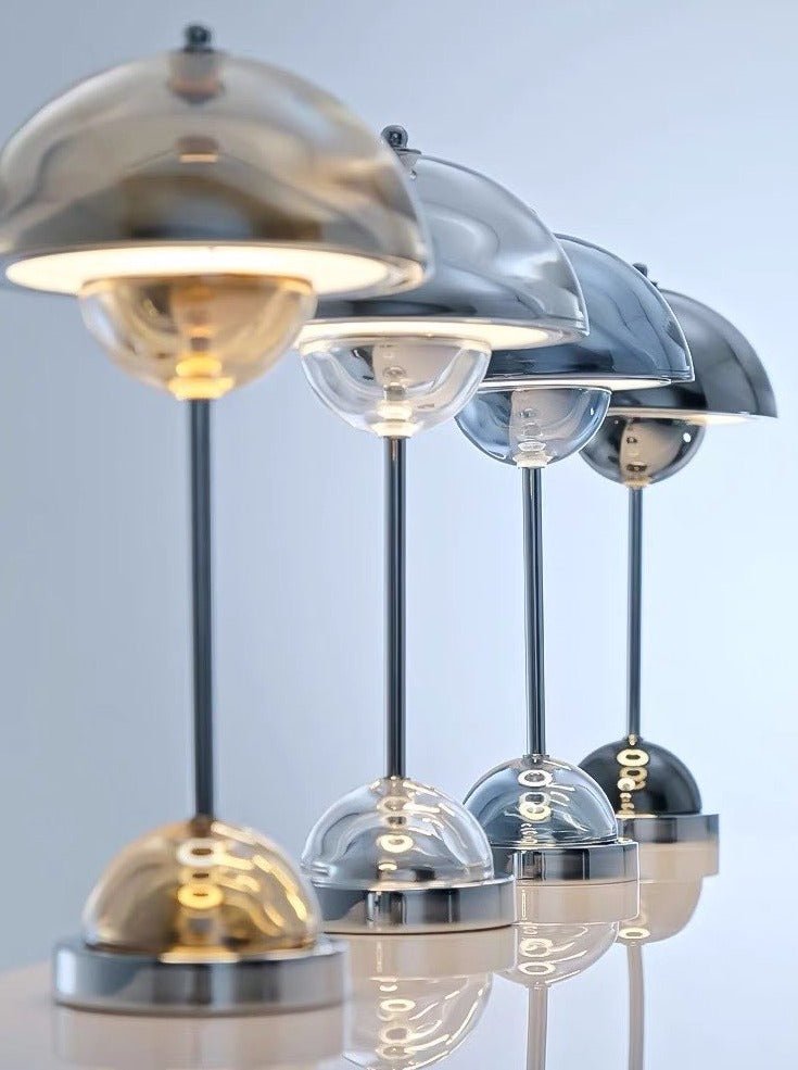 Chrome Flowerpot Dimmable Nordic Portable Bedside Lamp
