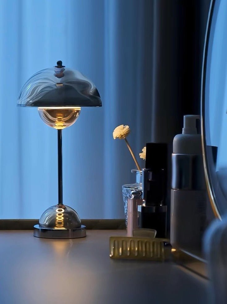 Chrome Flowerpot Dimmable Nordic Portable Bedside Lamp