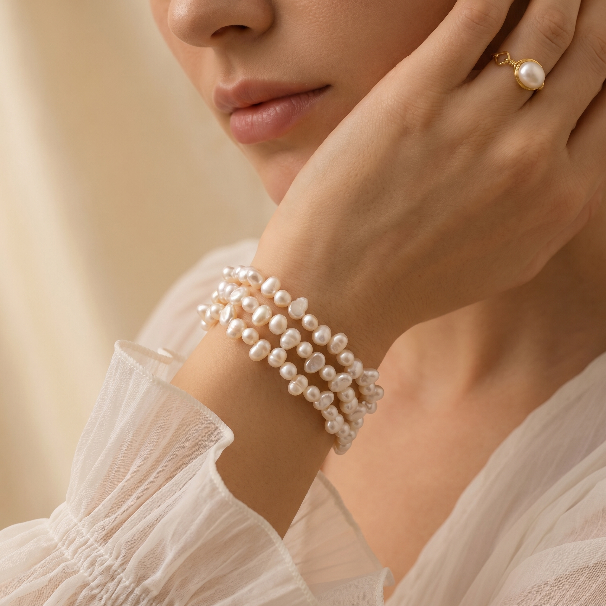 Elegant Freshwater Pearl Spiral Bracelet