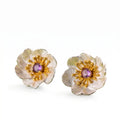 925 Sterling Silver Flower Stud Earrings with Purple Tourmaline Stone | LAURRÈ