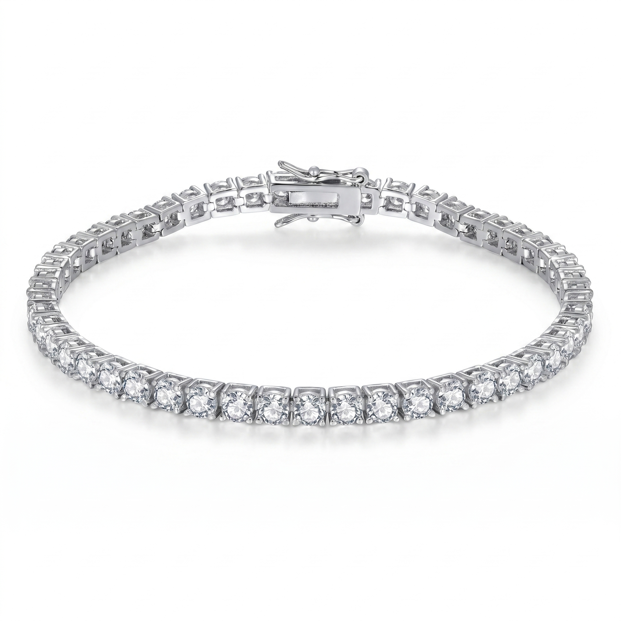 Silver plated 8 inch tennis bracelet with AAA cubic zirconia stones