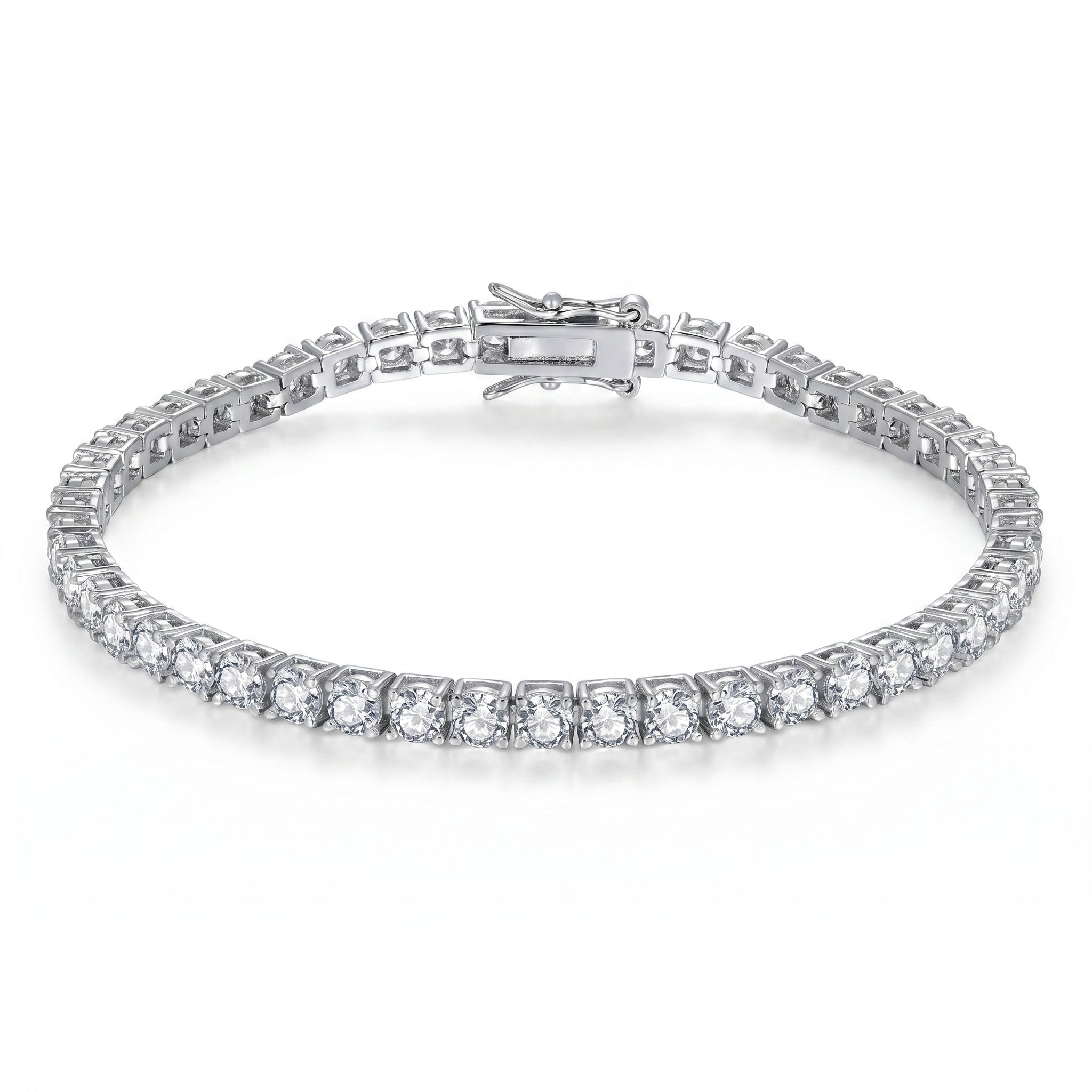 Silver plated 8 inch tennis bracelet with sparkling cubic zirconia