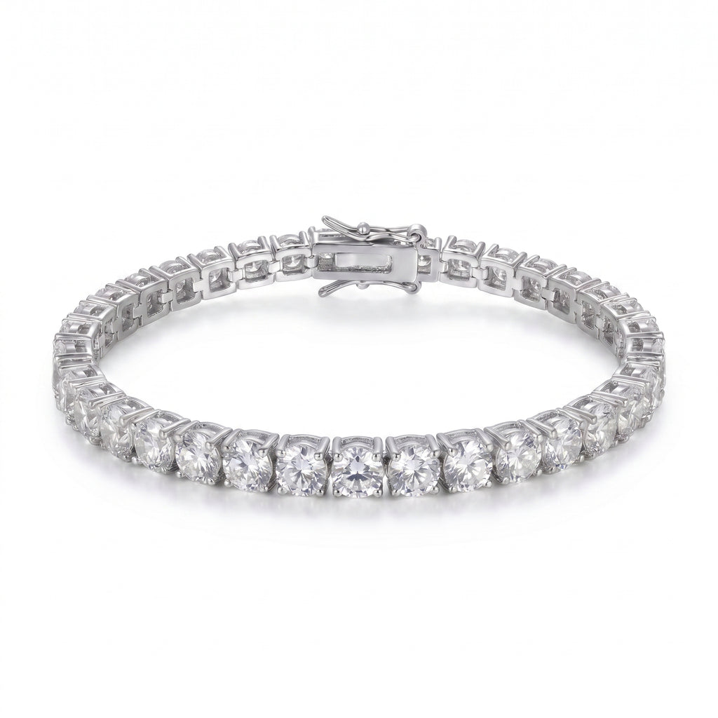 Silver plated 5 mm tennis bracelet with AAA cubic zirconia stones for women and men