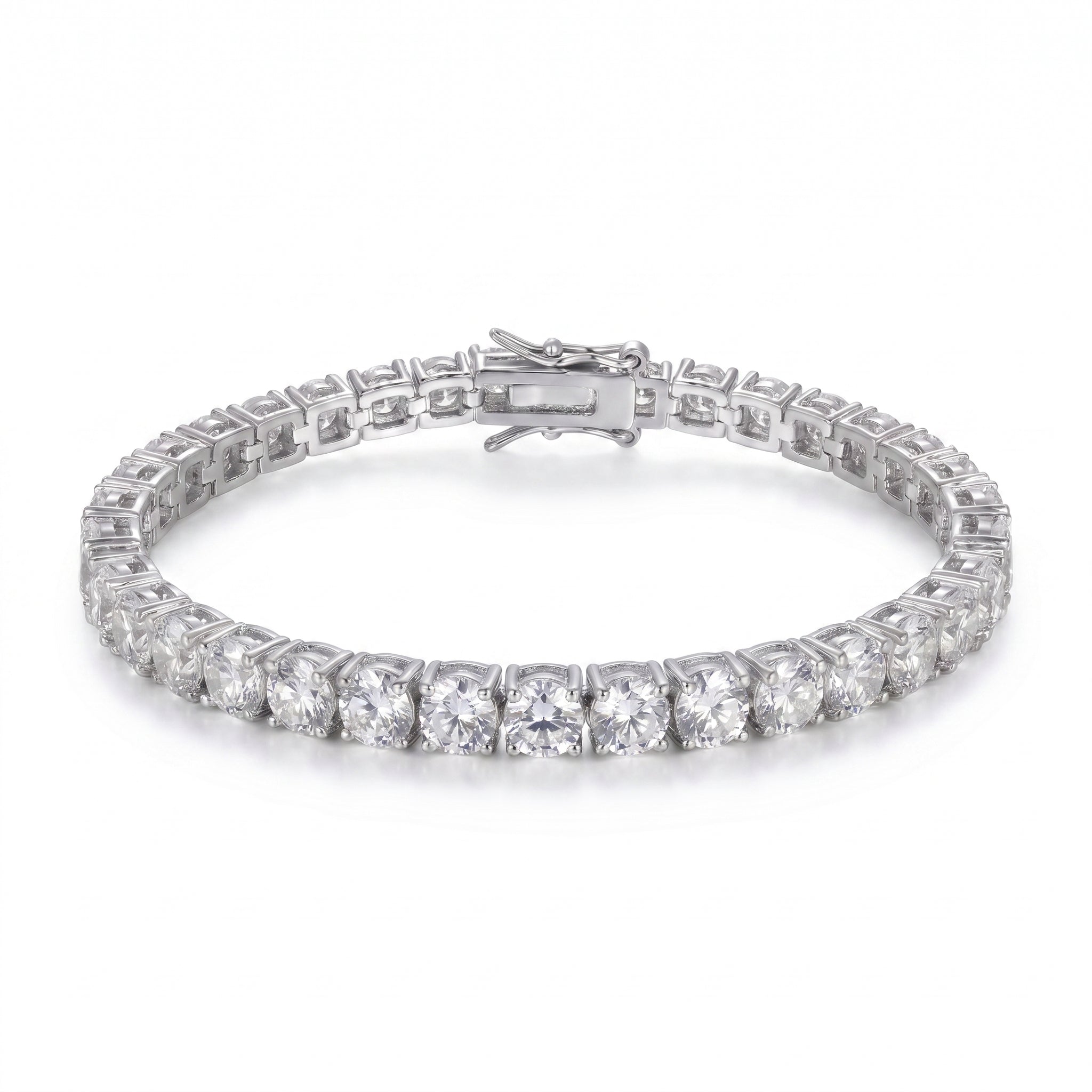 Silver plated 5 mm tennis bracelet with AAA cubic zirconia stones for women and men