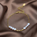 Pulsera Minimalista Barroca de Perlas de Agua Dulce – Plata 925 Bañada en Oro de 14K