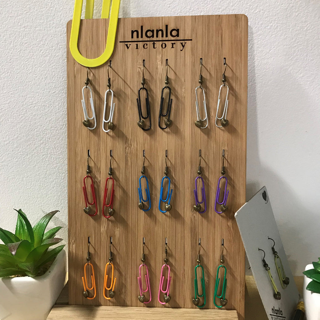 Red Personalised Paperclip Earrings | by lovedbynlanla