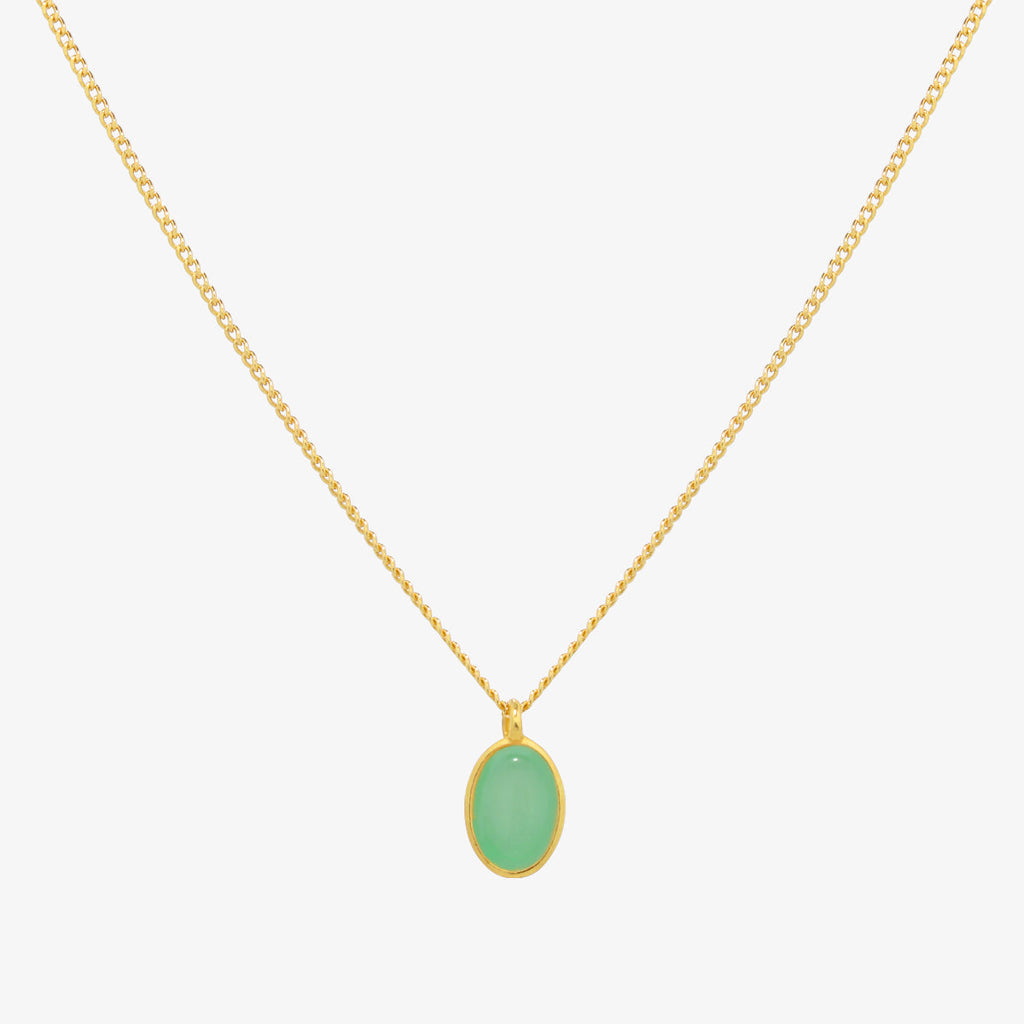 Gemstone oval pendant necklace-0