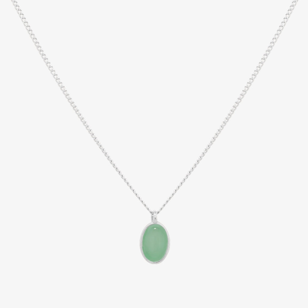 Gemstone oval pendant necklace-1