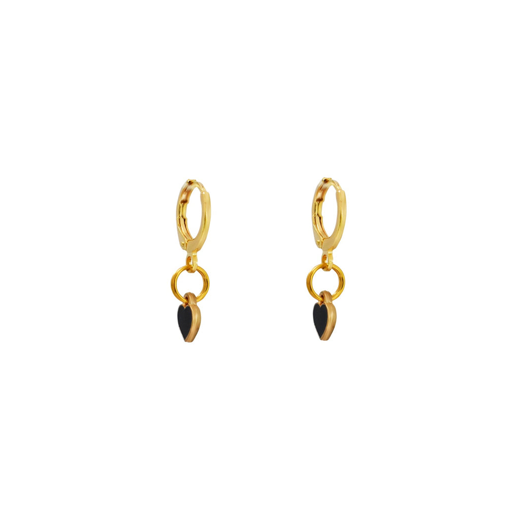 Black heart enamel minimalist huggie earrings | by Ifemi Jewels